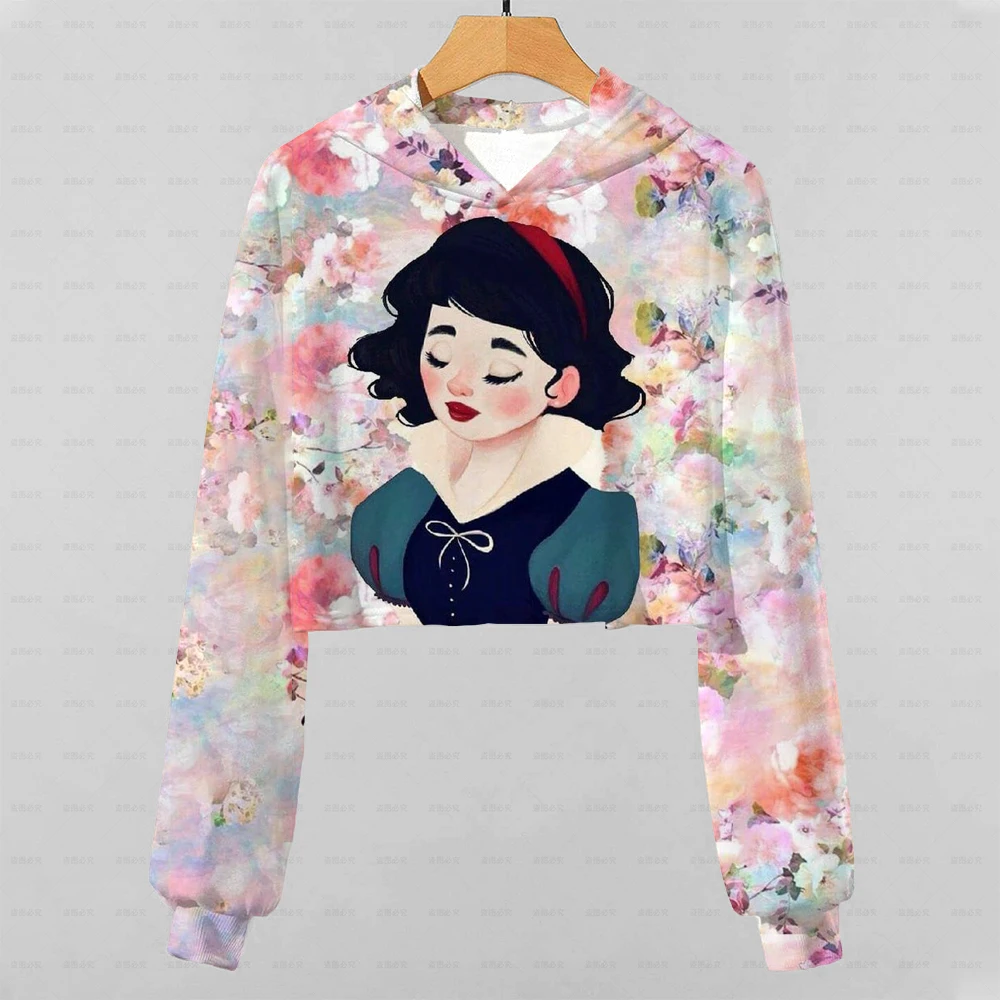 

Girls' Snow White 3d Printed Hoodie Short Top Long Sleeve Pullover Hooded Sweatshirt Harajuku Shirt Youth Disney 2022 NEW