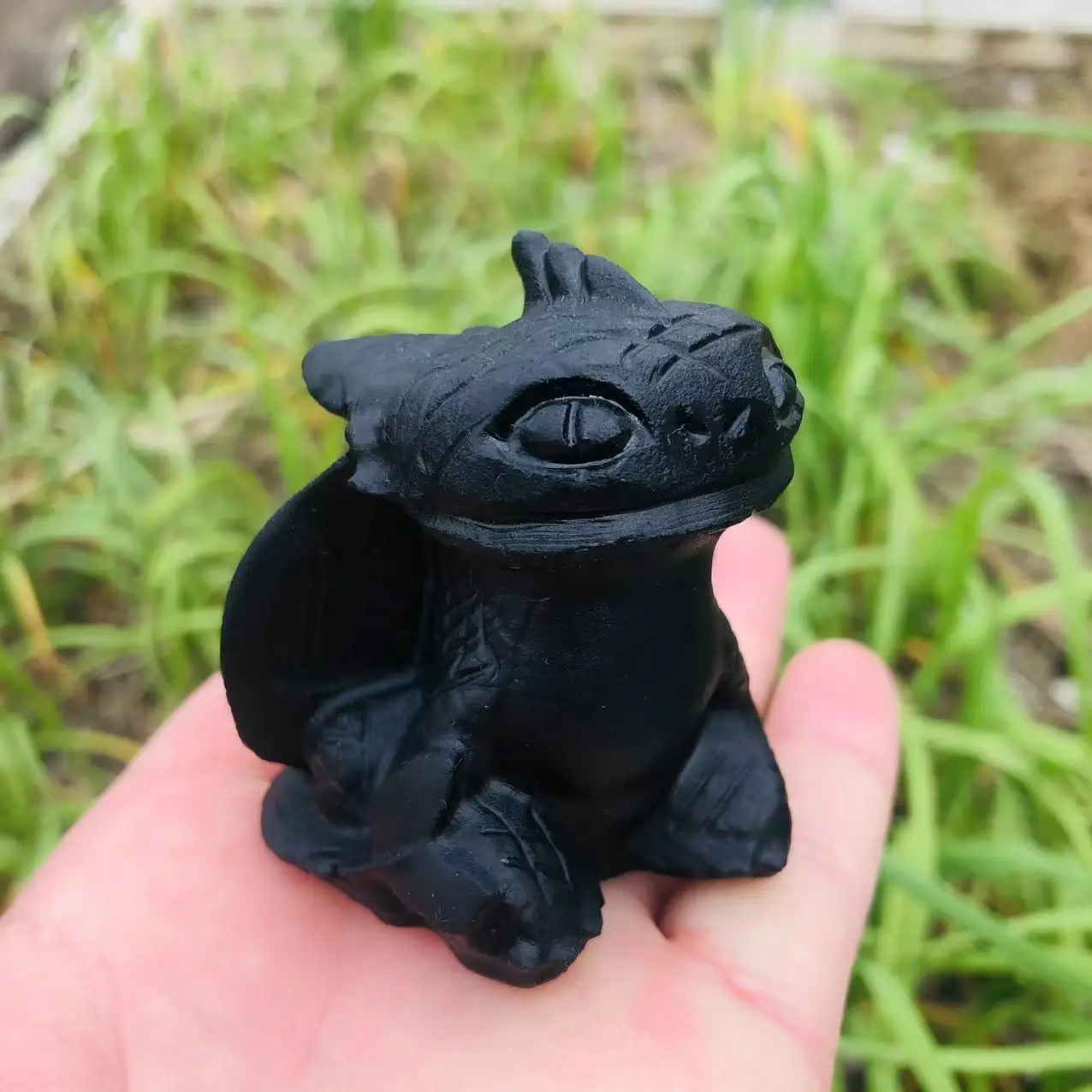 

1pc 60mm-70mm Natural Black Obsidian Toothless Crystal Carving Stone for Decoration