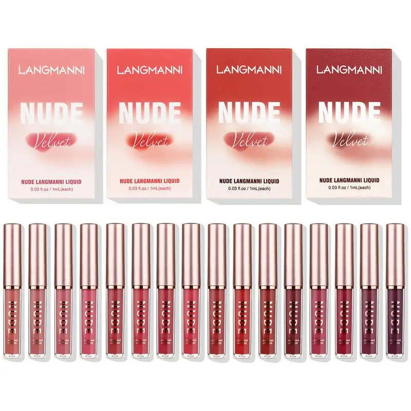 

Matte Lipstick Set Liquid Makeup Lip Gloss Waterproof Durable Moisturizing Non-Stick Cup Lip Glaze With Creamy Texture 16pcs