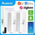 Умный датчик температуры и влажности Aubess Tuya ZigBee, комнатный термометр, гигрометр для кухни и комнаты, с контроллером, Alexa