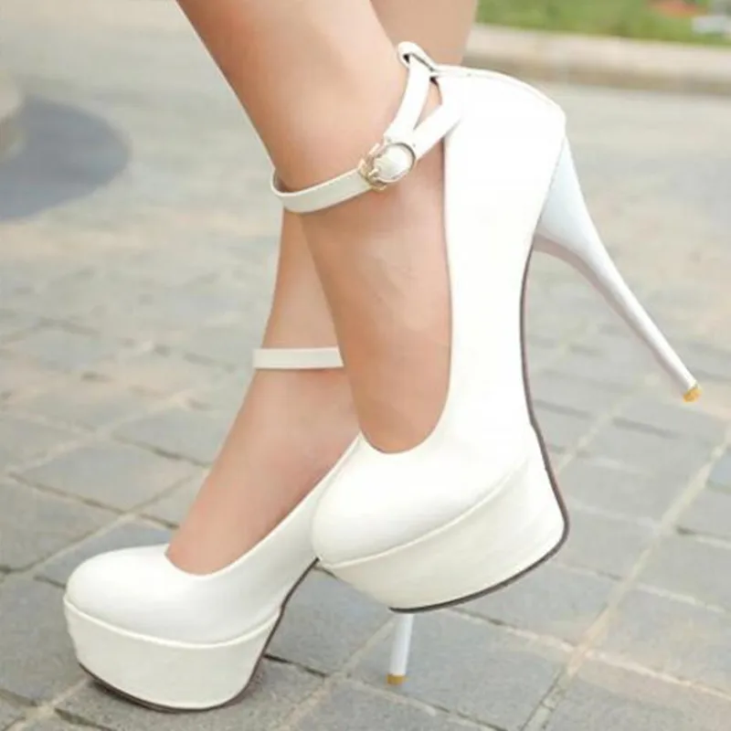 

SHOFOO shoes Fashionable women's high heels Round toe pumps About 15cm high heels Lady shoes Buckle shoes Fashion show banquet