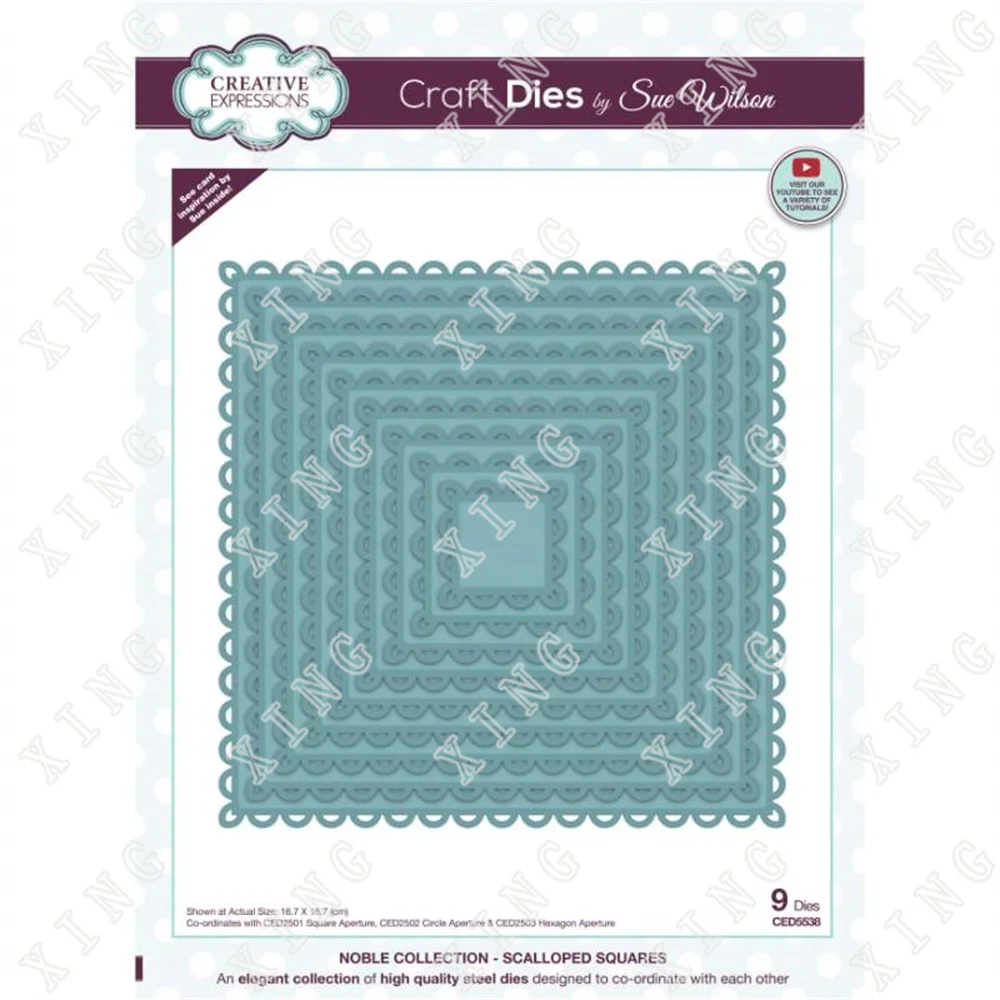 

2022 New Scalloped Layering Squares Metal Cutting Dies Diy Craft Paper Greeting Card Scrapbooking Decoration Embossing Templates