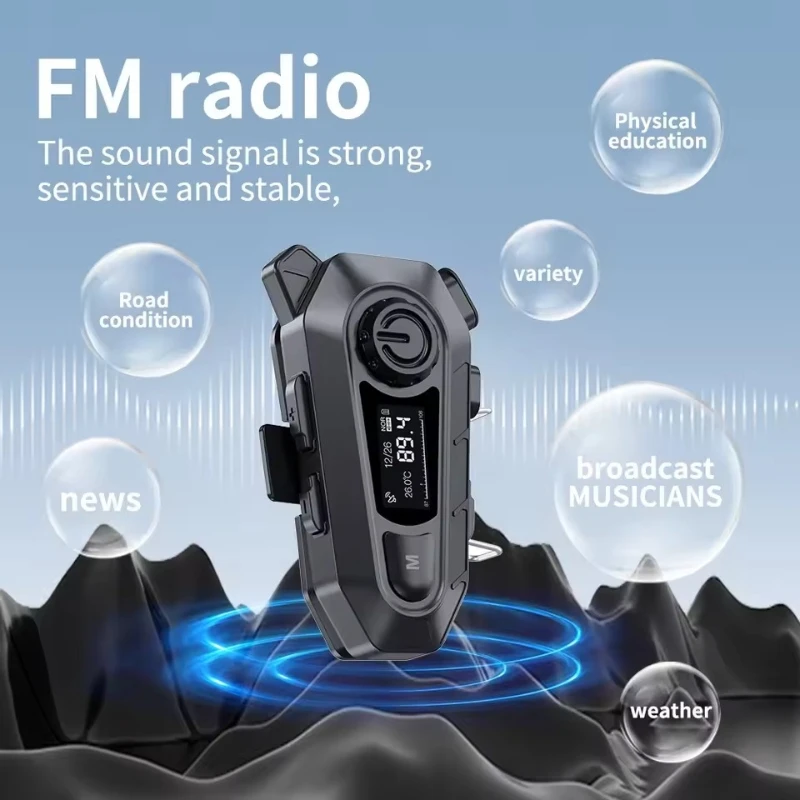 Фото Bluetooth-гарнитура A1 5.3 для мотоциклетного шлема с FM-радио, беспроводными звонками, водонепроницаемые наушники для мотоциклистов, LED-дисплей №4