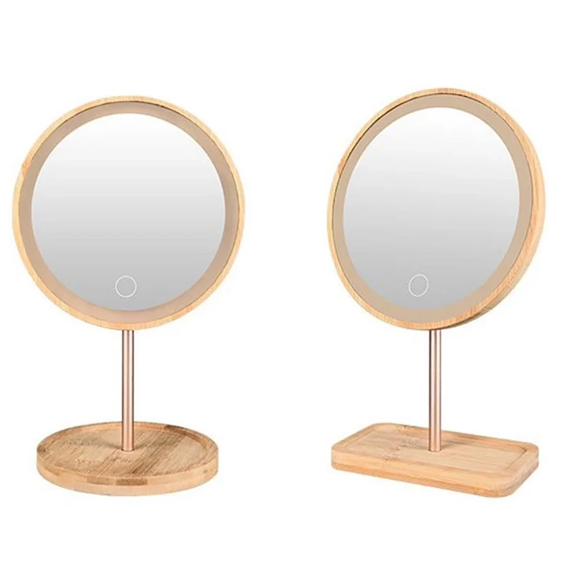 

Зеркало для макияжа со съемным деревянным светодиодный лом, зеркало со светодиодным контактным экраном, настольное косметическое зеркало ...