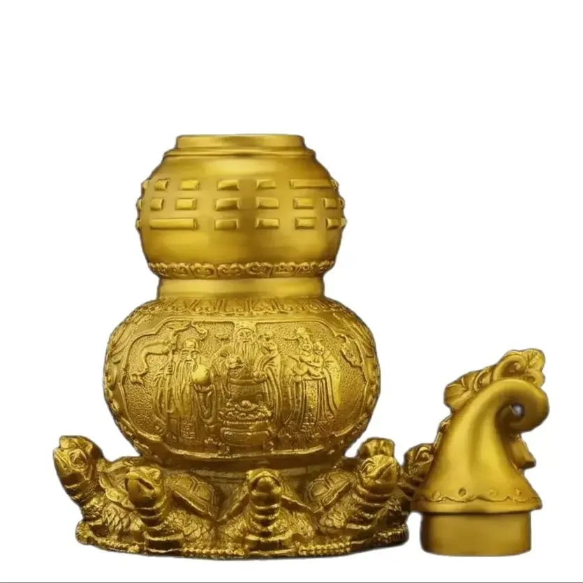 Чистая латунь Восемь бессмертных Тыква Багуа Город Фу Лу Шоу Сан Си Кай Гуй Сиань