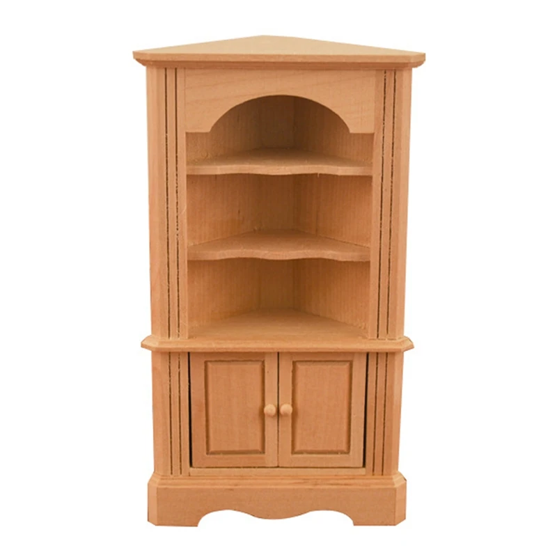 

1/12 Scale Dolls House Miniature Furniture Wooden Triangular Cabinet Storage For Dollhouse Decorate Accessories