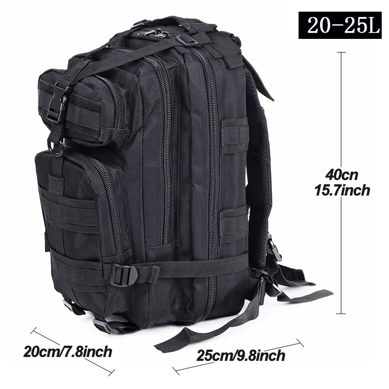 WANAYOU Waterproof Military Tactical Backpack 20-25L Outdoor Hiking Men's Travel Climbing Bag Camping Trekking |