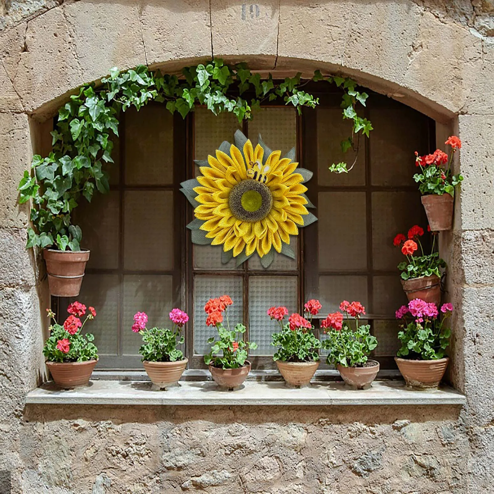 

Simulation Leaf Bee SunflowerWreath Artificial Garland Hanging Pendants Wedding