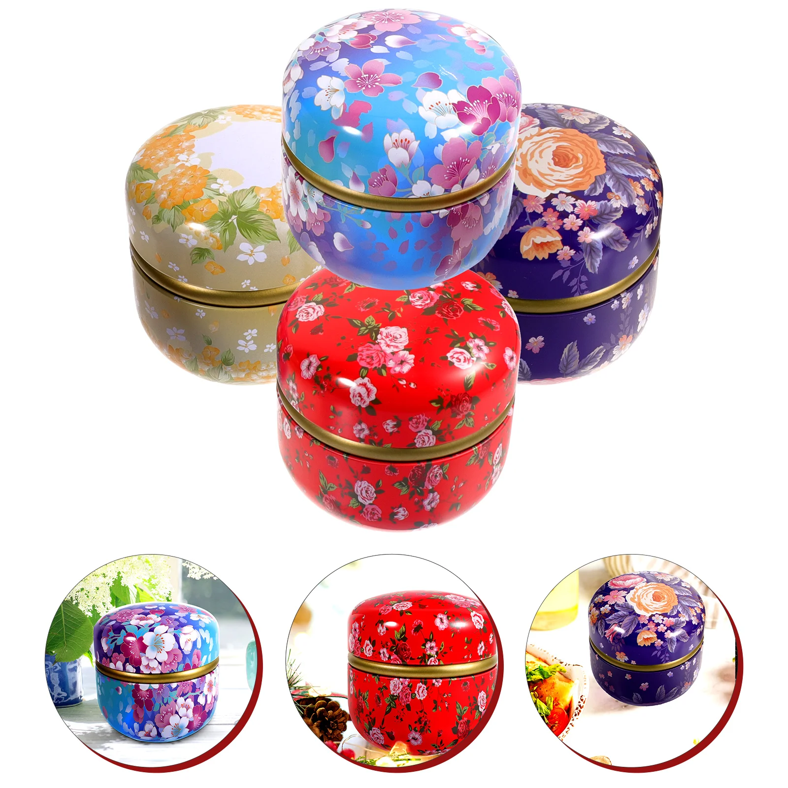 

4Pcs Tinplate Portable Jar Box Storage Candy Storage Case Candy Container Biscuits Box Gift Packaging Box Tinplate Storage Box