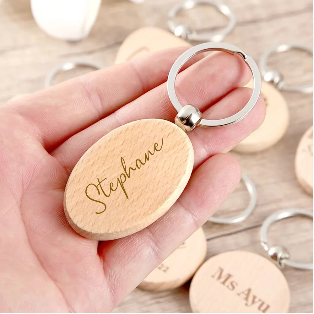 2022 Бесплатный Лазерный Логотип пустые круглые прямоугольные деревянные брелоки