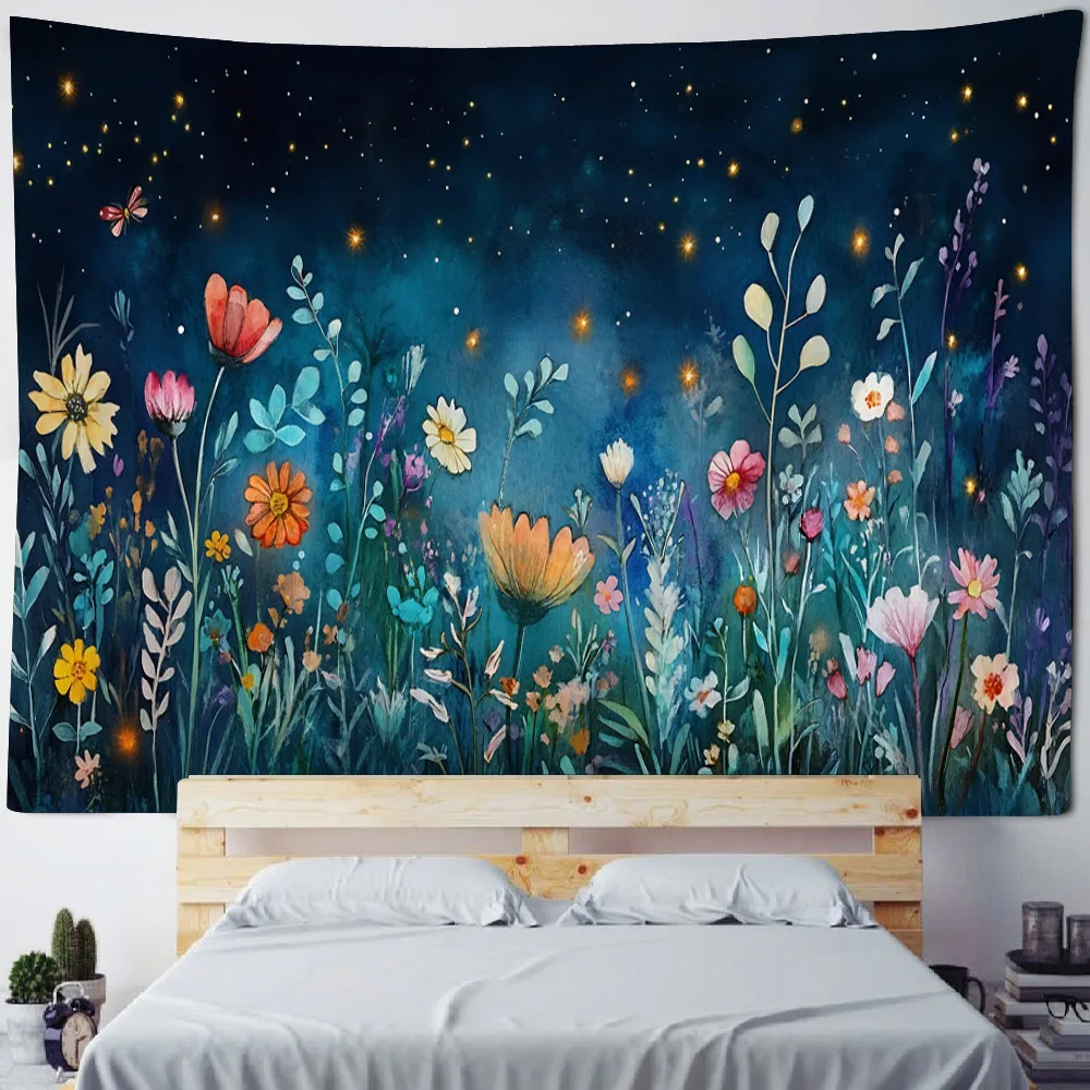 Гобелен с цветочным лесом красочный пейзаж фреска подвесная ткань пляжное