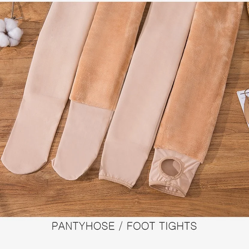 Fleece Tights Plush Pantyhose Sock Pants Womens Winter Skin Effect Thermal Stockings Warm Thikcened Ladies Thermal Sock Female