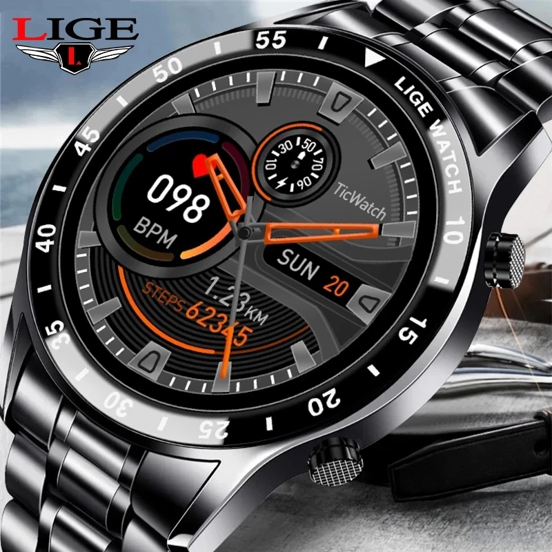 

LIGE Bluetooth Call Smart Watch Men Waterproof Full Touch Screen Music Control Smartwatch For Android IOS Sports Fitness Tracker