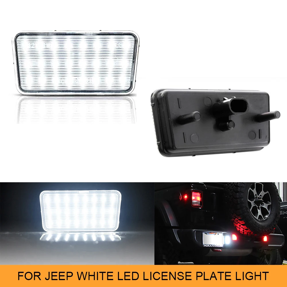 

Super Bright White LED Rear Number License Plate Light No Error For Jeep Wrangler JL