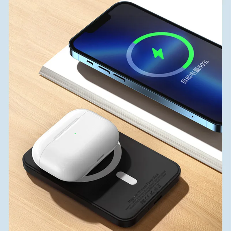 Магнитный Power Bank Type-C Prot для Apple, внешний аккумулятор, портативное беспроводное зарядное устройство для iPhone, запасная батарея Magsafe Powerbank (art.: 3920caed5869b) - 3920caed5869b