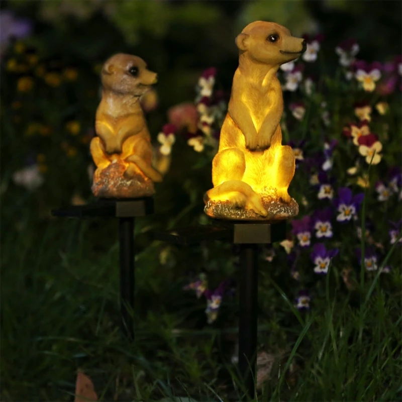 

Meerkats Garden Ornament Solar Powered Waterproof Light Solar Garden Statue with Light Resin Figure Micro Drop Shipping