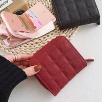 womens short wallets pu leather female plaid purses new nubuck card holder wallet fashion ladies small zipper coin purse