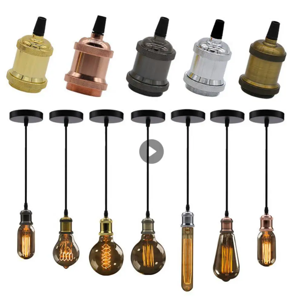 

E27 Lamp Holder Vintage Edison Lamp Bulb Base Screw Aluminum Light Socket Industrial Retro Pendant Lampholders Fixture Fitting