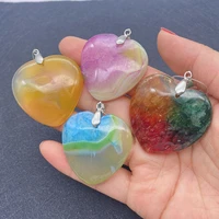 colorful natural stone onyx heart pendant 37mm diy design charm jewelry making earrings necklace accessories for men and women