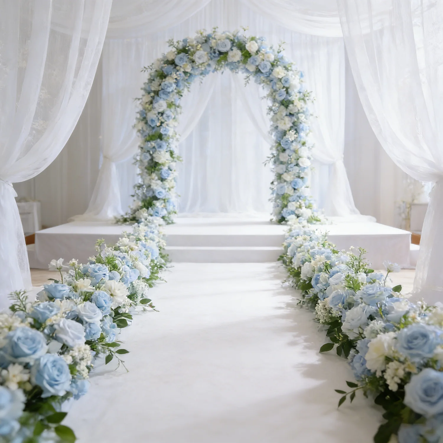 Фото Искусственные цветы Uflower Luxury Blue Rose: композиция для свадебного стола, декор для стены, арки, вечеринок и мероприятий №3