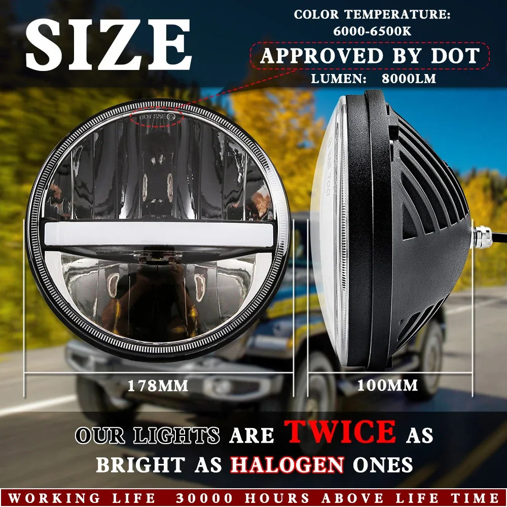 40W 7 &quot7-дюймовые светодиодные фары дальнего света DRL для Lada 4x4 Hummer Land Rover Defender Jeep JK TJ