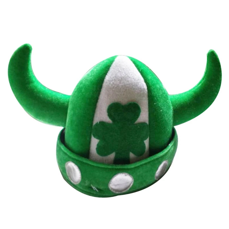 

Saint Patrick's Day Irish festival ox Horn Hat Shamrock Clover cap headdress