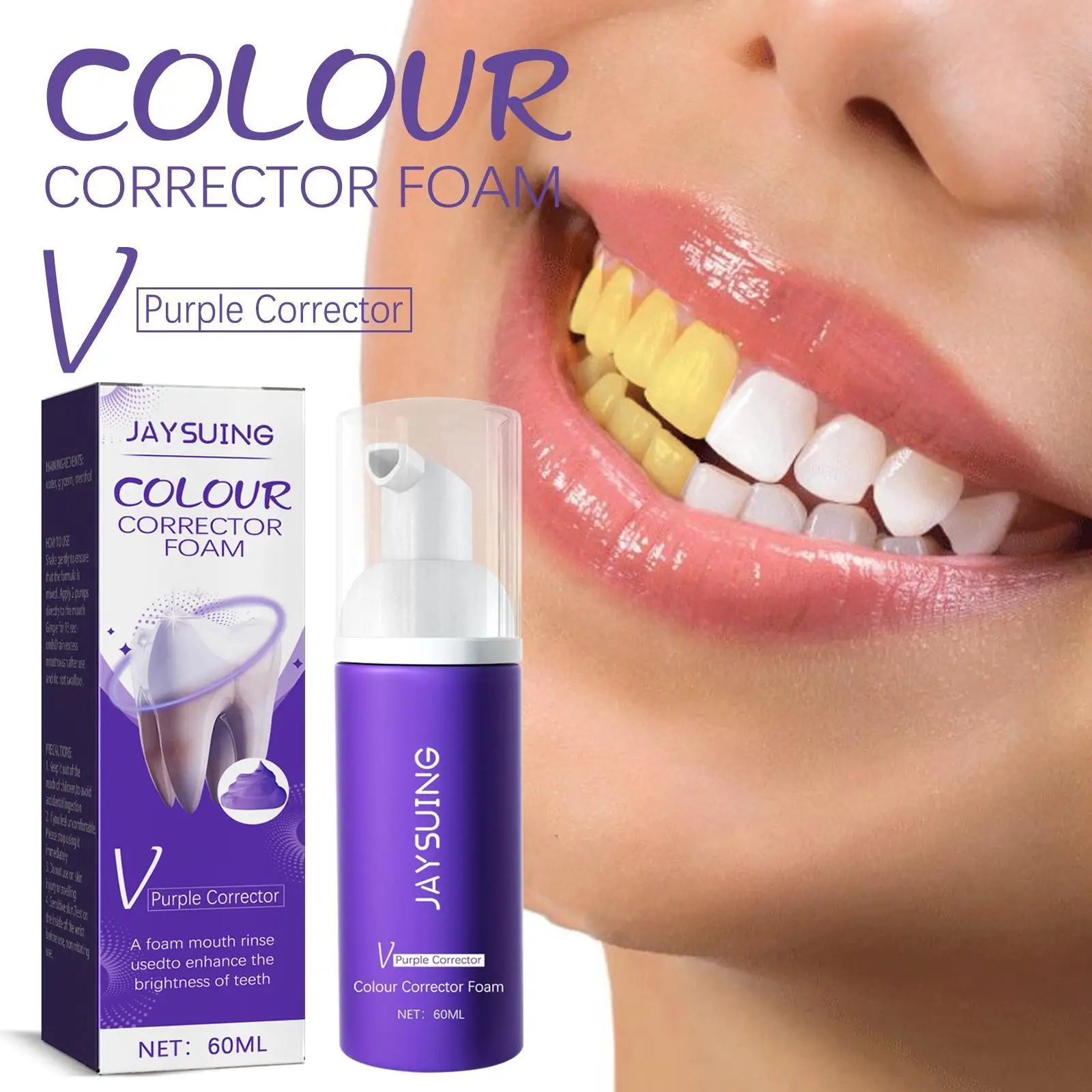 

60ml Ultra-Fine Mousse Foam Deep Cleansing Whitening Whiten Dissolve Teeth Breath And Clean Stains Foam Tooth Freshen New T C2L4