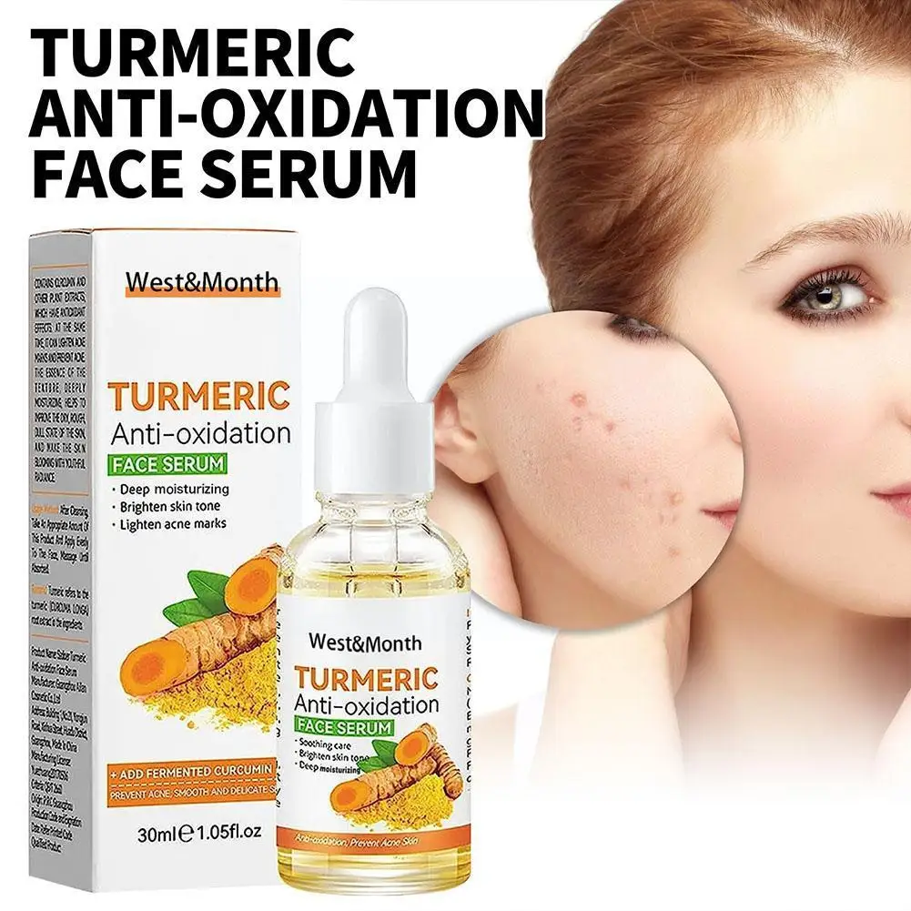 

30ml Turmeric Freckle Whitening Serum Anti-oxidant Fade Skin Moisturizing Brighten Spot Dark Nourishing Essence Repair Face G9X1