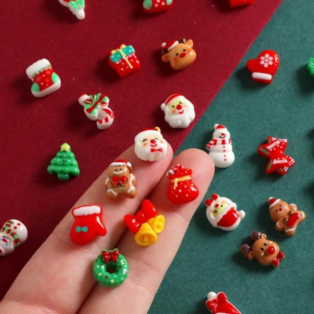 Фото Mini Christmas Snowman Tree Deer Flat Back Charms Resin Cabochons Scrapbooking DIY Handmade Accessories №4