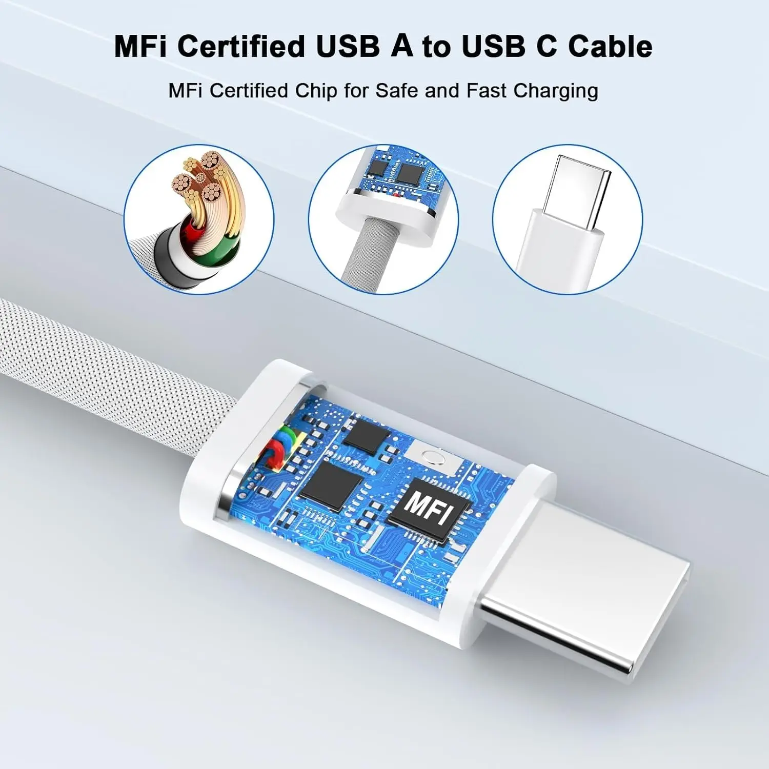 Фото Оригинальный кабель для быстрой зарядки USB-C Carplay мощностью 60 Вт для Apple iPhone 17 16 Pro Max 15 Plus, зарядный кабель типа C Xiaomi Samsung №2