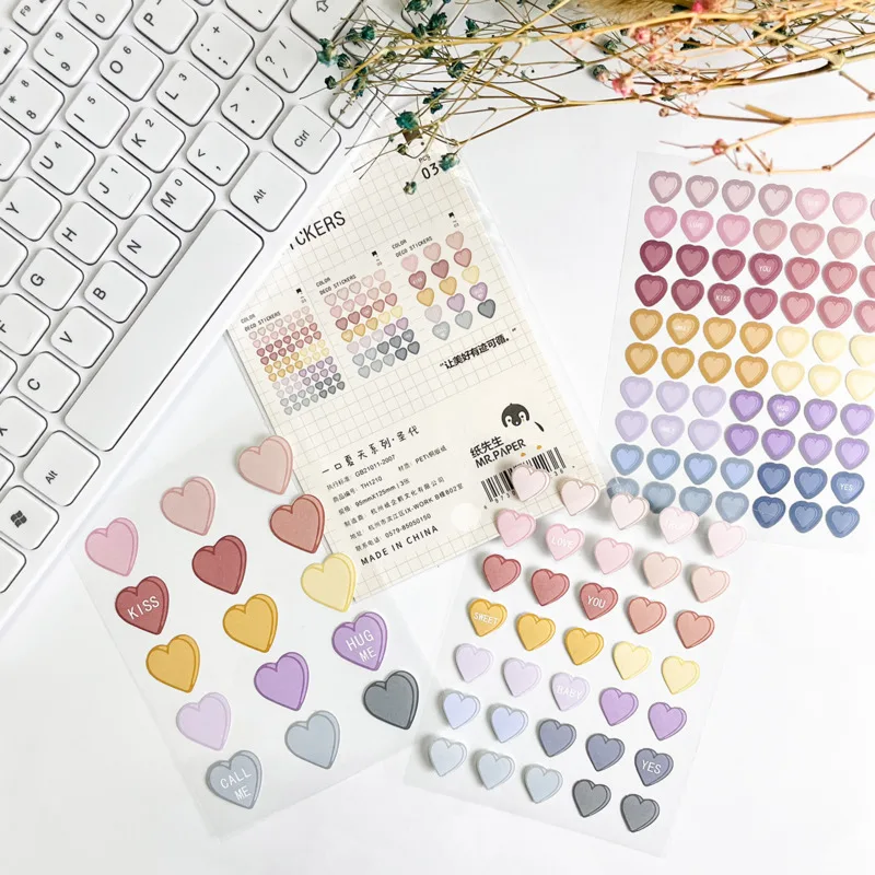 

3pcs/bagSmall Fresh Basic Salt Hand Account Sticker Color Love Sundae DIY Hand Account Tool Material Hand Account Stickers Decal