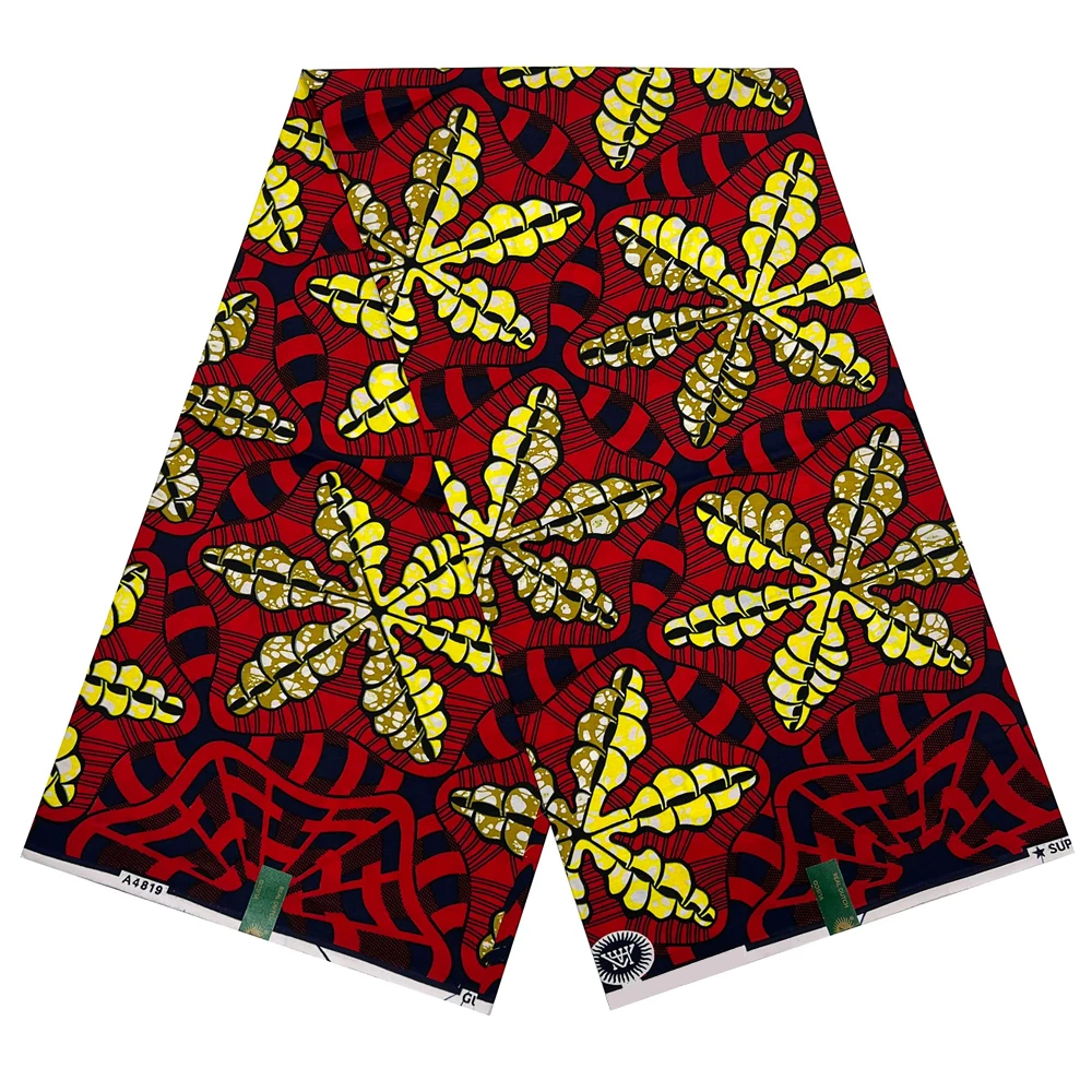 

100% Original Real Wax Ankara Fabric African Wax Fabric Ankara Block Prints Batik Dutch Fabric 6 Yards For Wedding Party VL-155