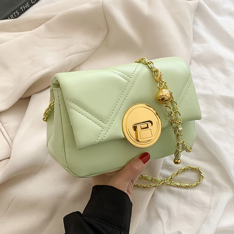 

Модная женская сумка через плечо с ромбовидными нитями, роскошная сумка с цепочками, новинка 2022, трендовый нишевой дизайн, маленький золото...