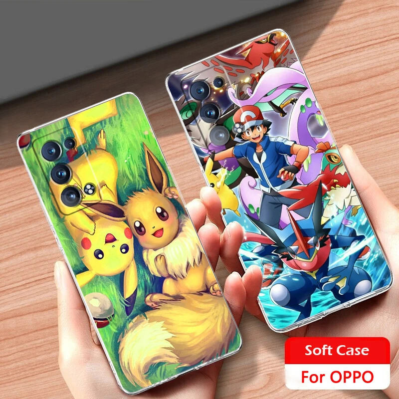 

P-okemon P-ikachu Cartoon For OPPO A74 A72 A53 Reno 7 6 5 4 2 Find X3 X2 Z Lite Neo Pro Plus SE transparent Phone Case