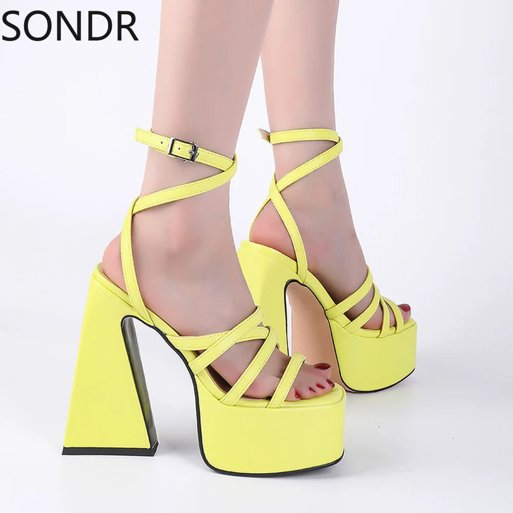 

Womens Peep Toe Platform Super 15CM High Heel S-straps Sandals Slingbacks Shoes Sexy Summer Gladiator Roman