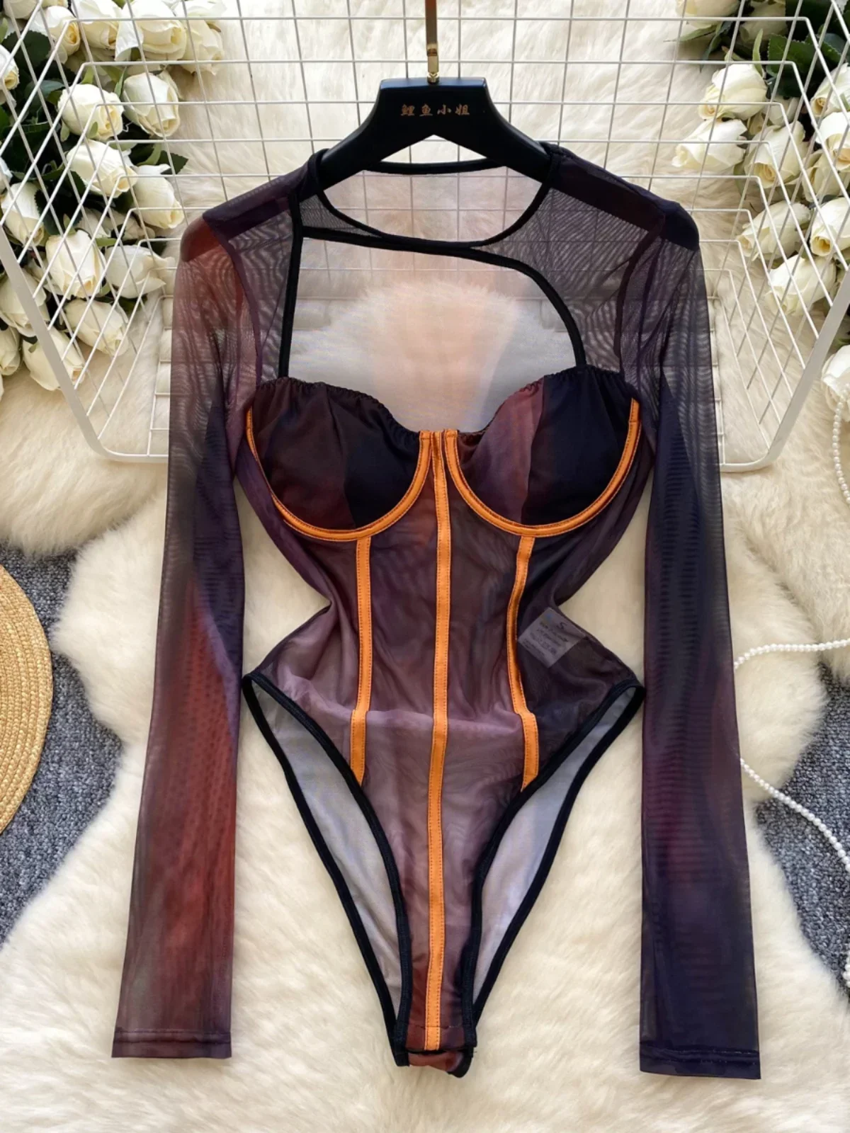 Foamlina американский женский весенний сексуальный сетчатый комбинезон с длинными