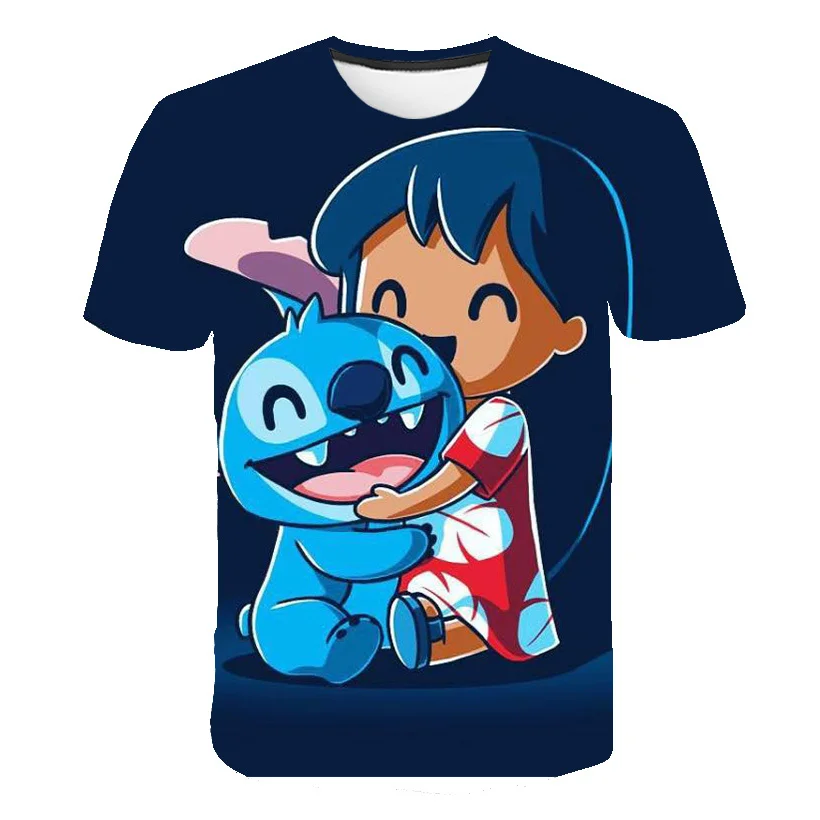 

Children Disney Stitch Top Kawaii Printing Disney Summer New Products Tees Harajuku Fashion Outdoor Stitch Pattern T-Shirts Kids