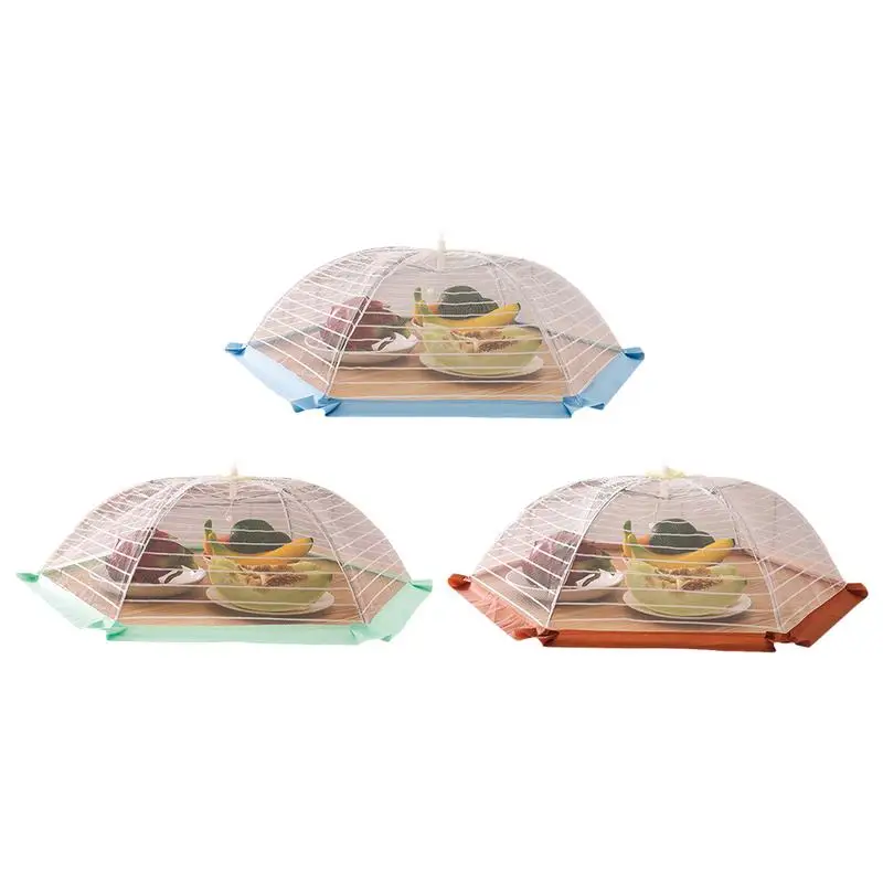 

3 шт. кухонный чехол для еды, покрытие для стола Против мух, шелковая пряжа для бутонов, складной чехол для посуды, сетчатые большие крышки для еды для дома, кухни