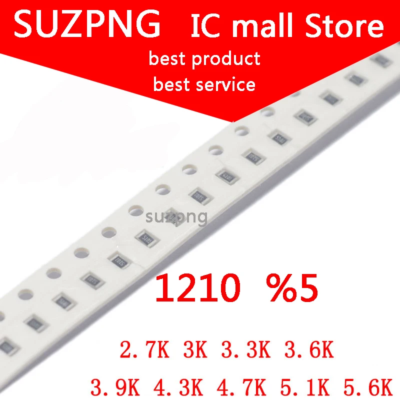

100 шт. 1210 SMD резистор 5% K 3K 2,7 K 3,3 K 3,6 K 3,9 K 4,3 K 4,7 K 5,1 K
