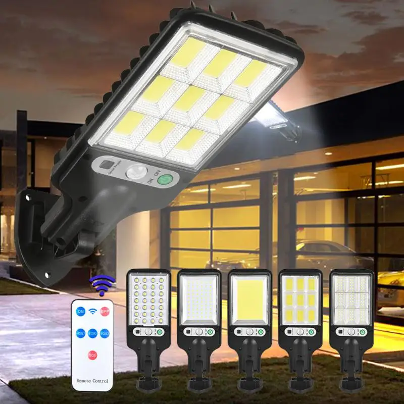 

Outdoor LED Solar Street Light Waterproof RIR Motion Sensor With 3 Lighting Modes For Garden Patio Path Yard Garage Wall Lamp