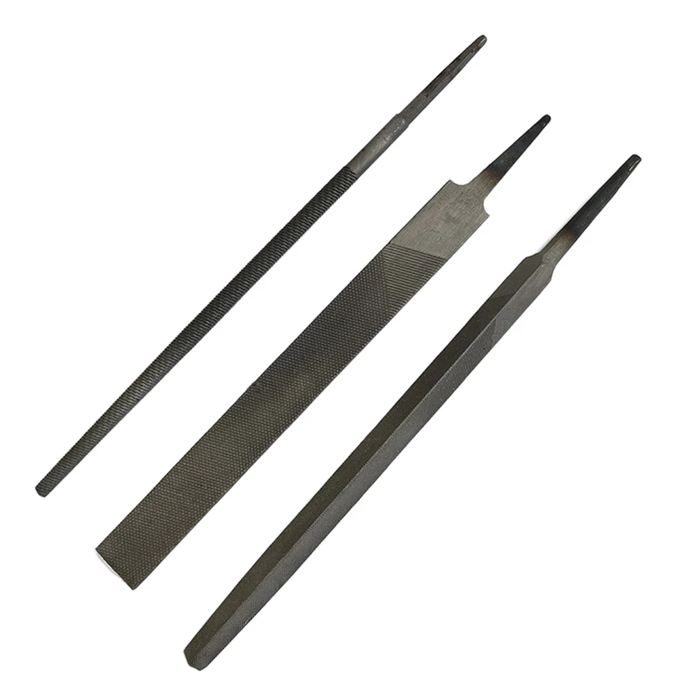 

3pcs 6 Inch 150mm Medium Toothed Steel Files Set Flat Round Triangle Industrial Steel Files For Metalworking Woodworking Tools