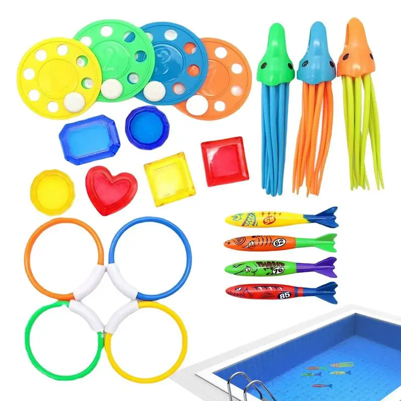 

Summer Diving Toys Throwing Toy Funny Swimming Pool Diving Game Children Dive Dolphin Accessories Toy 21Pcs For Training Dive