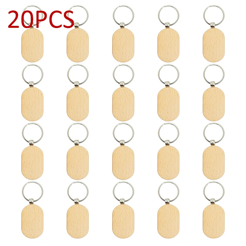 

20pcs Blank Racetrack-Shaped Wooden Keychain DIY Wood Car Keychain Bulk Wholesale Suitable for Laser Engraving Customized Gift