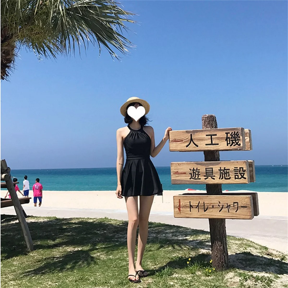 

Solid Color Plus Size Swimsuit Girls Summer One Piece Dress Sexy Backless Boxer Swimwear Resort Style Beachwear