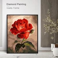 chenistory diamond embroidery red rose cross stitch diamond painting full square round drill handiwork flowers home decoration