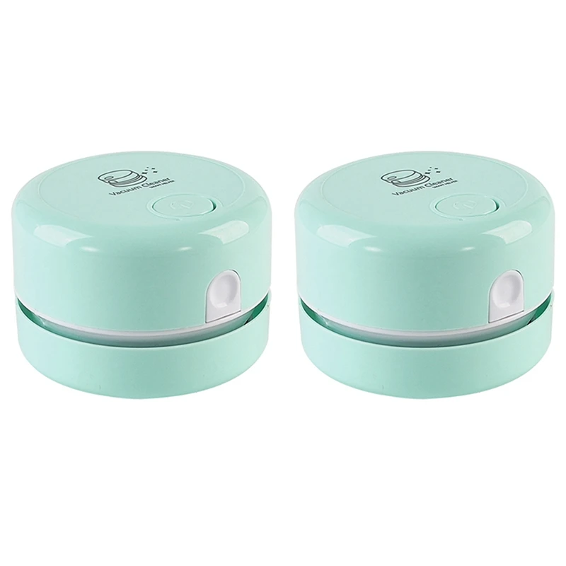 

2X Desktop Vacuum Cleaner, Mini Table Dust Sweeper, Handheld Cordless Tabletop Vacuum Cleaning For Keyboard School,Green