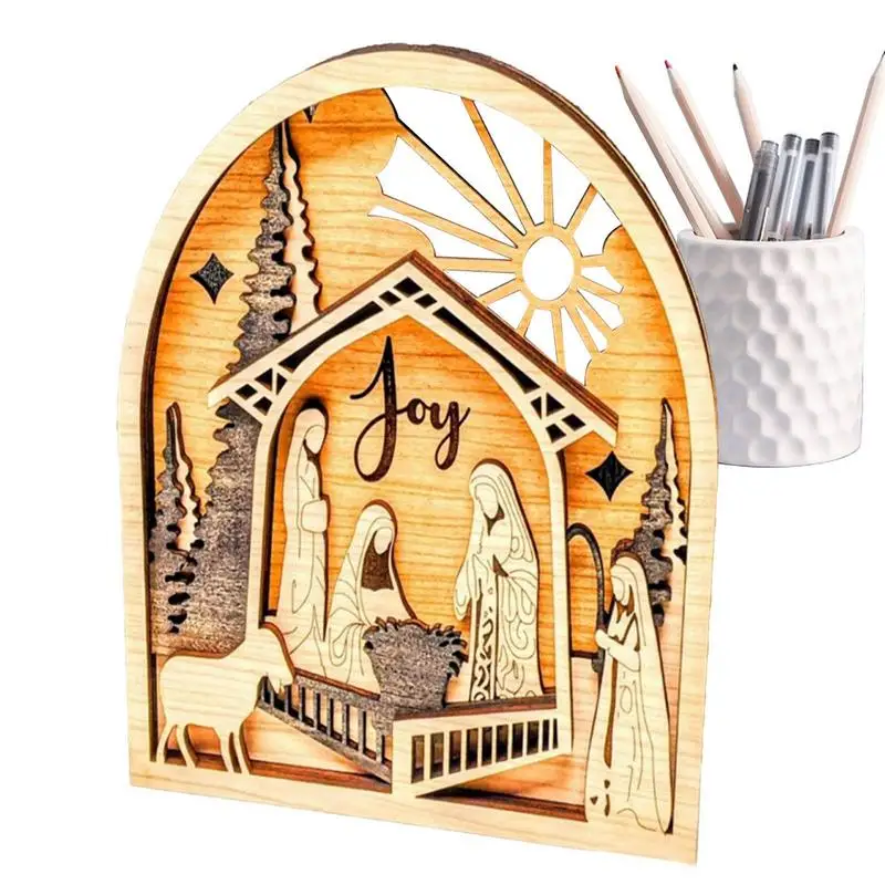 

Wood Nativity Craft Christmas Wall Nativity Scene Art Wooden Carved Christmas Ornament Nativity Christmas Decor For Home Decor