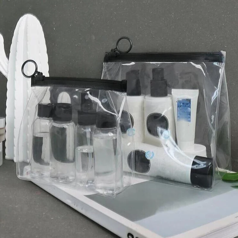

PVC Transparent Bathroom Cosmetic Bag Clear Zipper Waterproof Wash Toiletry Cosmetics Organizer Storage Bag Case