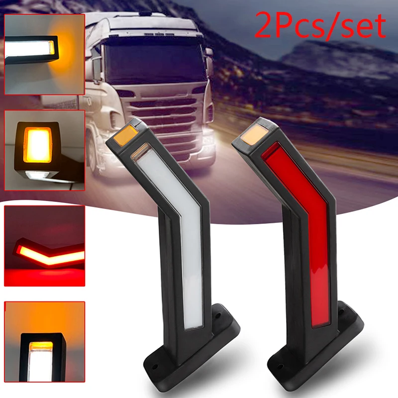 

2Pcs/set Universal All Car Truck Trailer Van Warning Light Red Amber White Side Marker Lights 33 LED Lights Outline Lamp 12V 24V