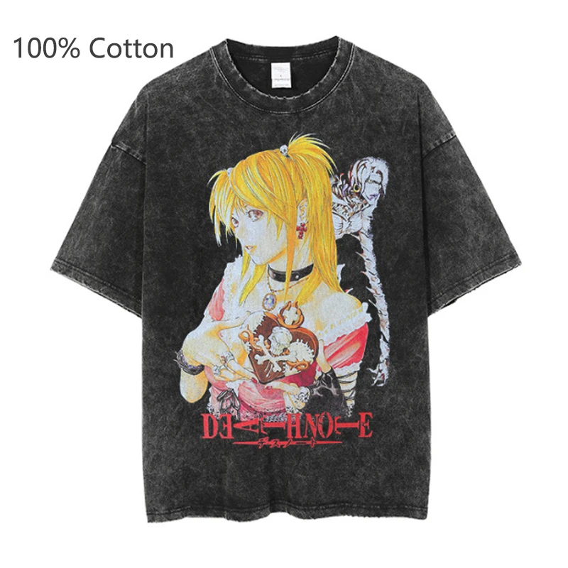 Death Note Misa Amane T Shirt Women 100% Cotton Vintage Washed Tshirt Men Harajuku Streetwear Tshirt Fashion Casual Tops
